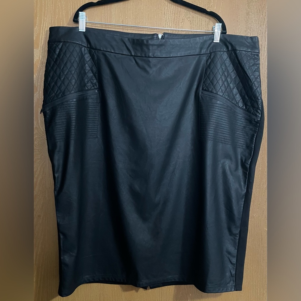 Black Faux Leather Pencil Skirt plus size 4X